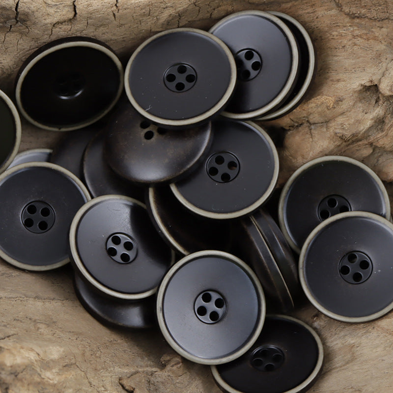 Round 4 Hole Distressed Washed Gradient Resin Buttons,20pcs Dark Brown