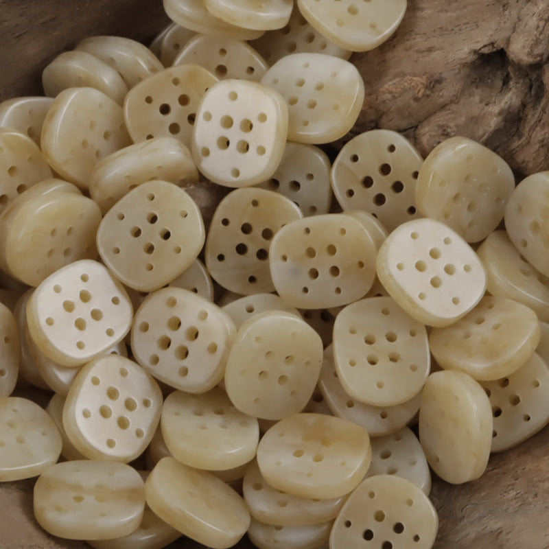 12.5mm Multi-Hole Resin Buttons for Beach Shirts,Dresses 50pcs Khaki
