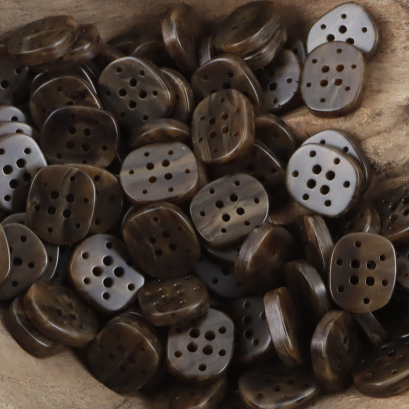12.5mm Multi-Hole Resin Buttons for Beach Shirts,Dresses 50pcs Brown