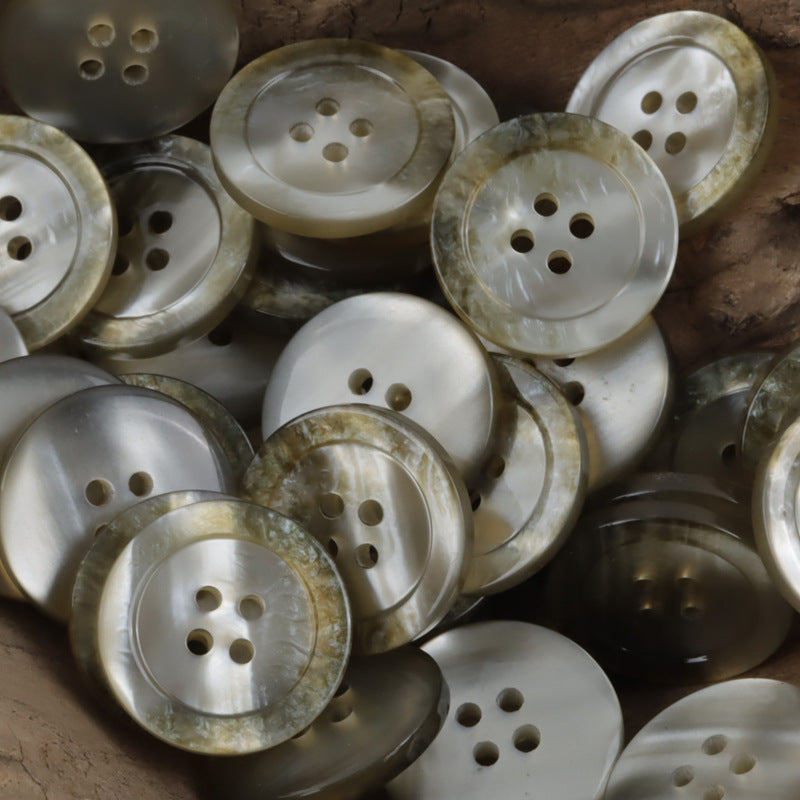 Oceanic Ripple 4-Hole Resin Buttons Circular with Wave Pattern,30pcs Brown