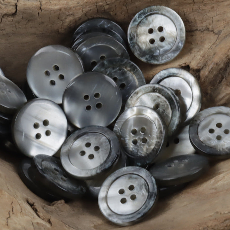 Oceanic Ripple 4-Hole Resin Buttons Circular with Wave Pattern,30pcs Gray