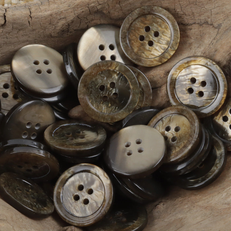 Oceanic Ripple 4-Hole Resin Buttons Circular with Wave Pattern,30pcs Coffee