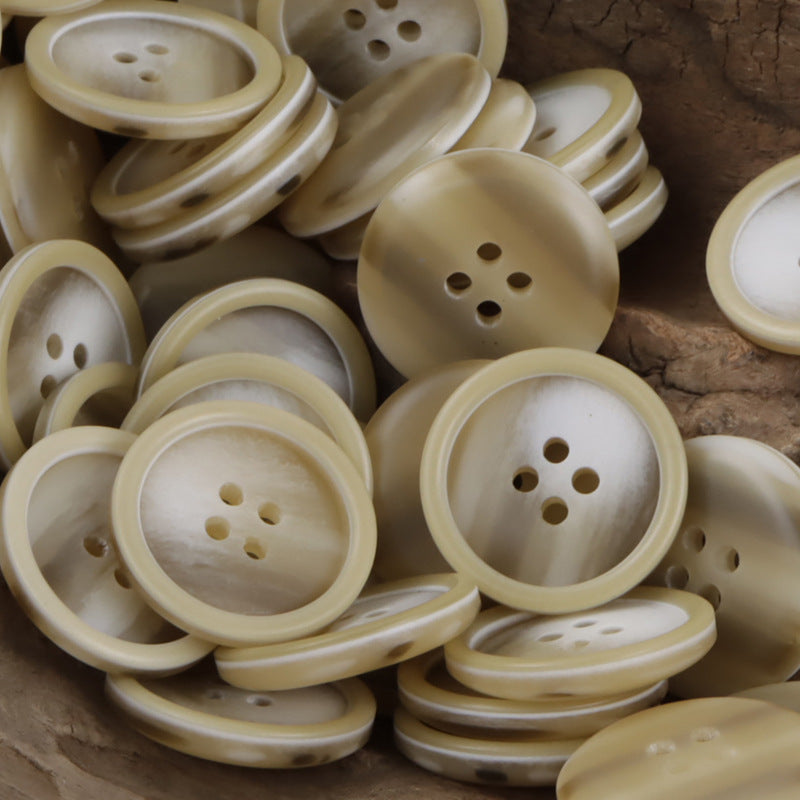 Gradient Light Khaki Round Resin Buttons for Coat Cufflinks 30pcs Khaki