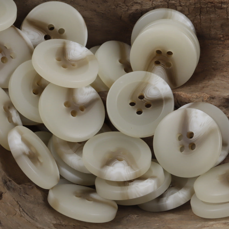 Round Four-Hole Imitation Horn Grain Resin Buttons,20pcs Beige