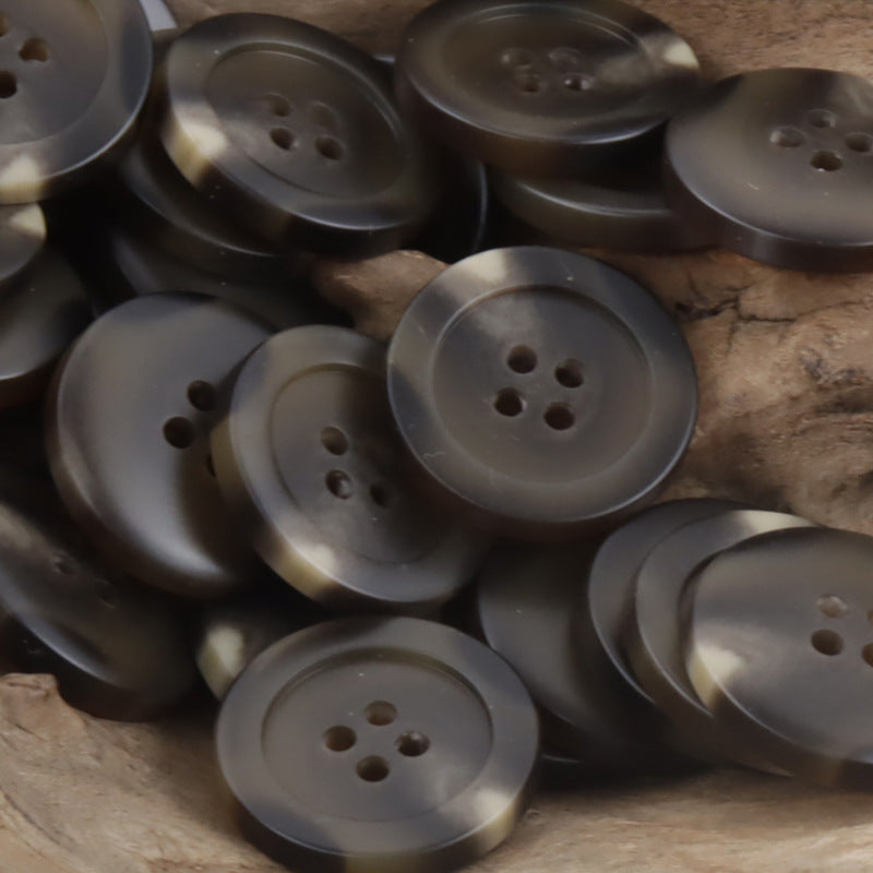 Round Four-Hole Imitation Horn Grain Resin Buttons,20pcs Coffee