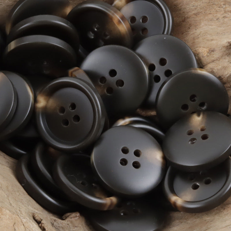 Round 4-Hole Khaki Resin Buttons for Coats Jackets 30pcs Brown