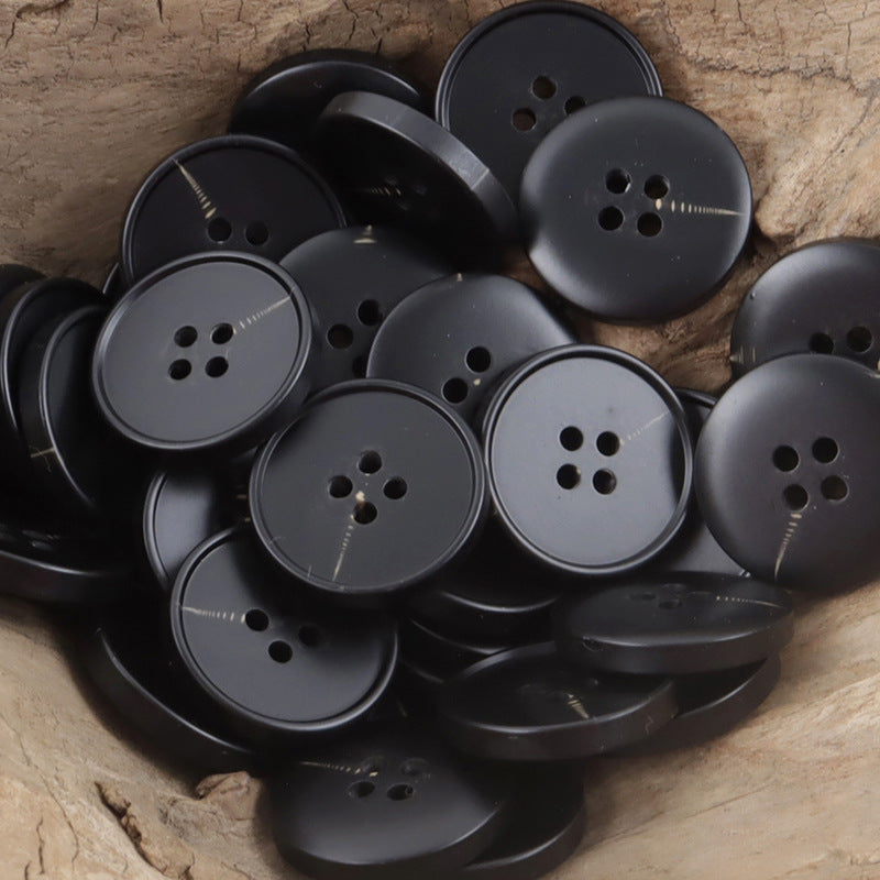 Round 4-Hole Resin Buttons for Spring and Summer Casual Pants 30pcs Black