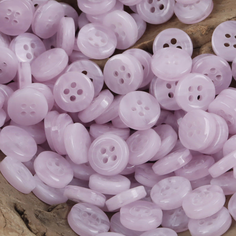 11.5mm 4 Hole Round Resin Buttons for DIY Craft,50pcs Purple