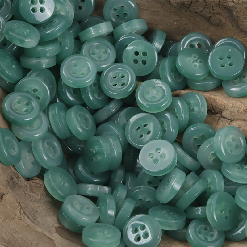11.5mm 4 Hole Round Resin Buttons for DIY Craft,50pcs Green