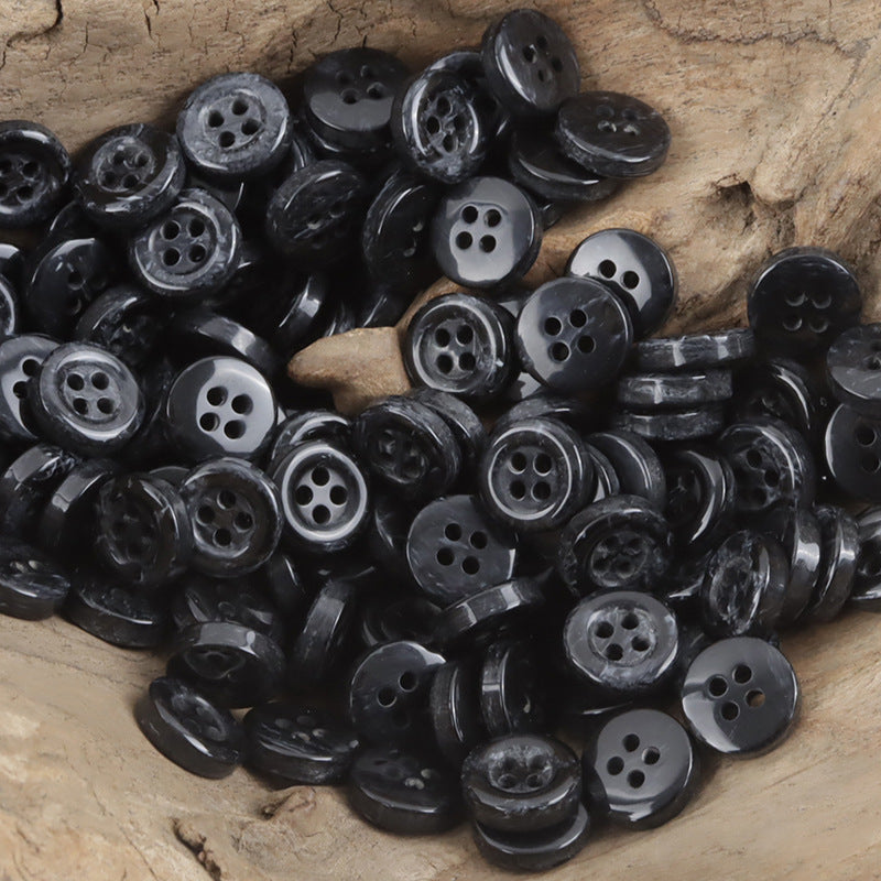 11.5mm 4 Hole Round Resin Buttons for DIY Craft,50pcs Black