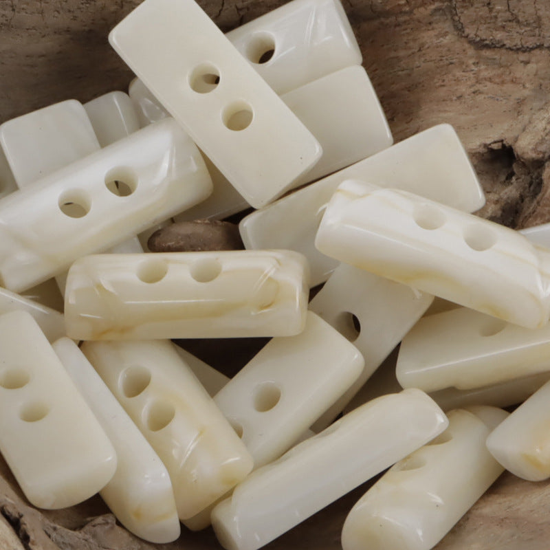 Semi Cylindrical 2 Hole Toggle Resin Buttons,10pcs Beige