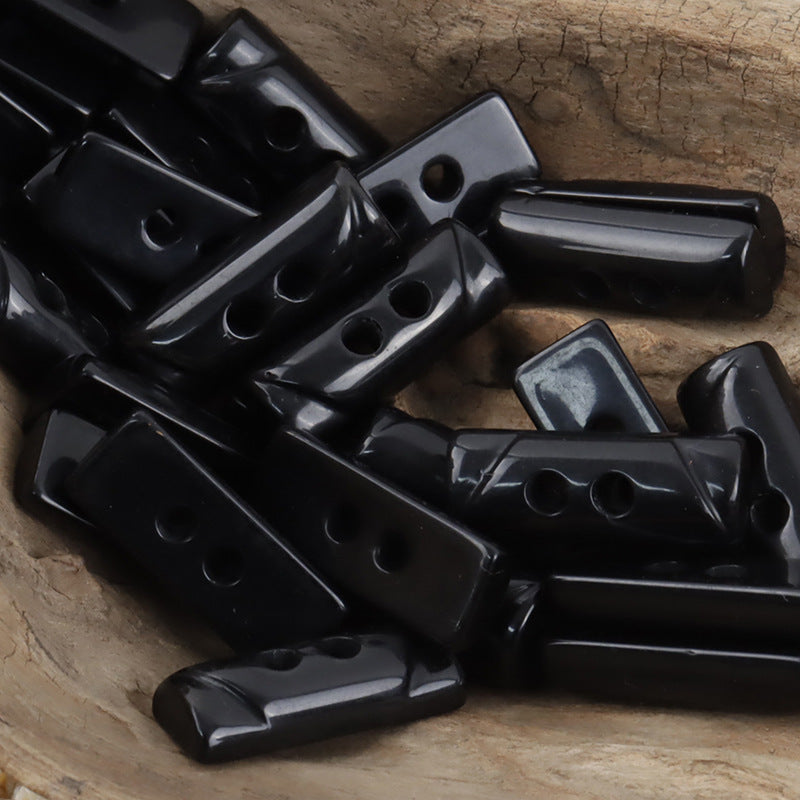 Semi Cylindrical 2 Hole Toggle Resin Buttons,10pcs Black