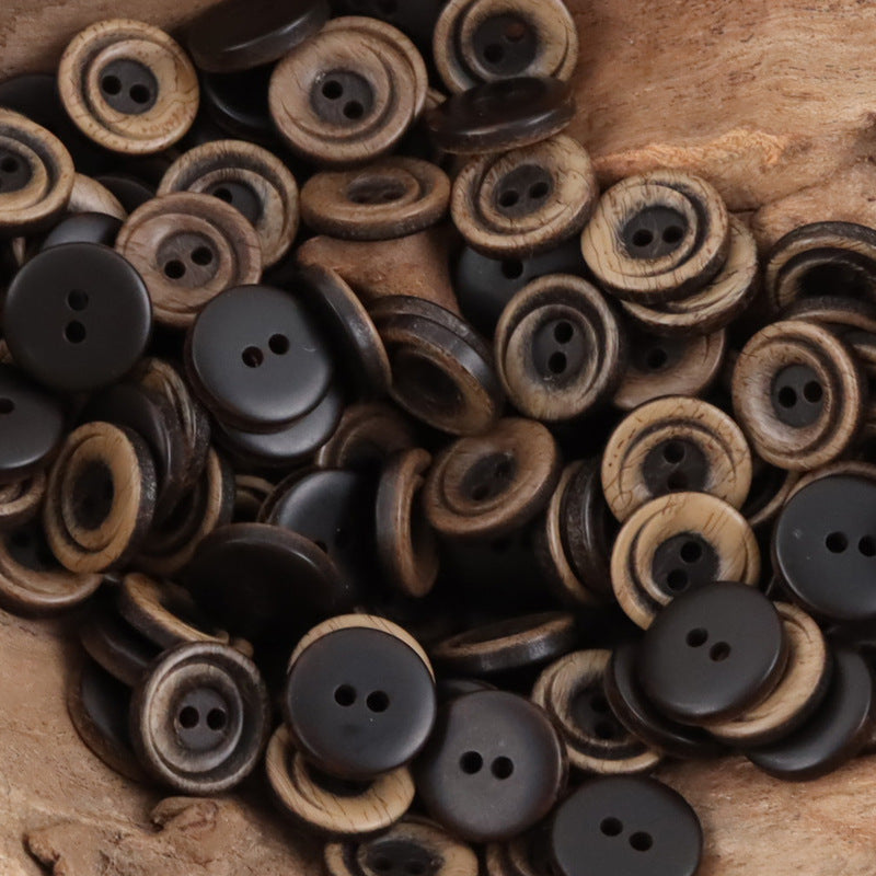 11.5mm Gradient Crescent 2-Hole Resin Buttons 50pcs Brown