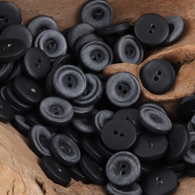11.5mm Gradient Crescent 2-Hole Resin Buttons 50pcs Black