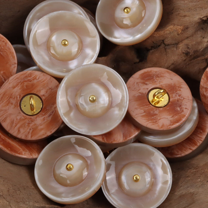 Premium Round Resin Buttons with Metal Shanks for Curtain Making 20pcs Beige Yellow