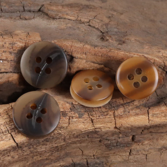 11.5mm Round Two-Tone Amber Resin Buttons for Shirts 50pcs