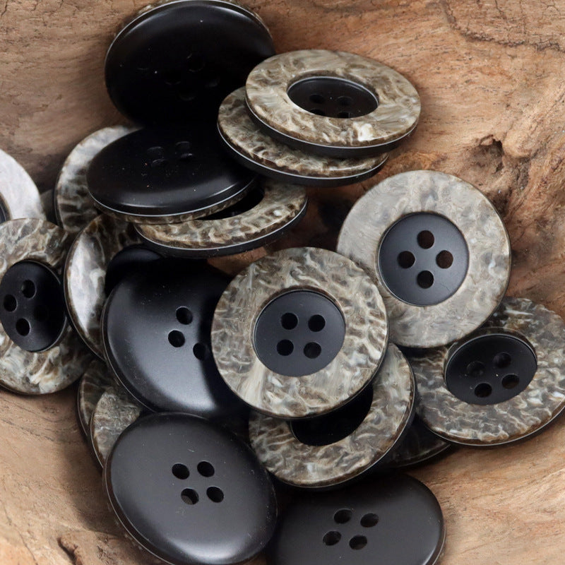 Leopard Print Wide Border 4-Hole Resin Buttons 20pcs Coffee