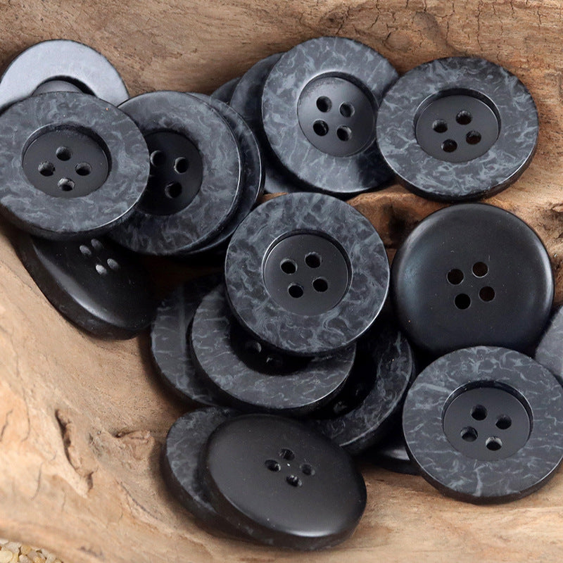 Leopard Print Wide Border 4-Hole Resin Buttons 20pcs Black