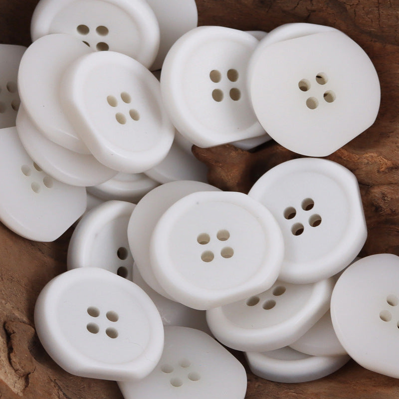 Irregular Four-Hole Resin Buttons for Winter Windbreakers 40pcs White
