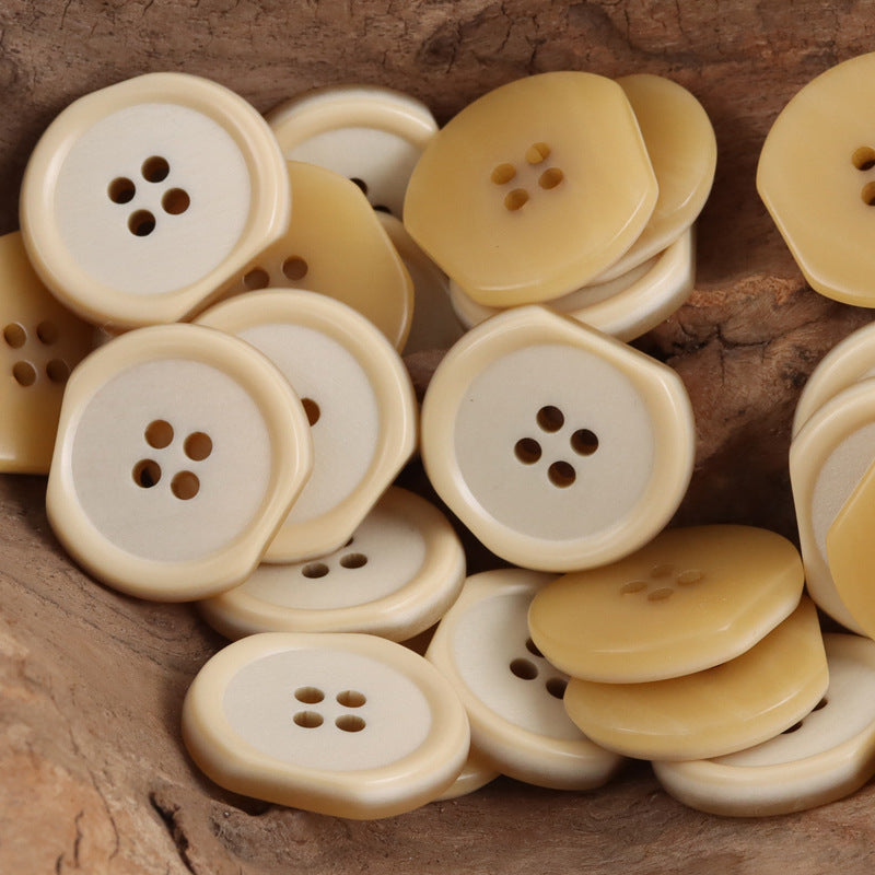Irregular Four-Hole Resin Buttons for Winter Windbreakers 40pcs Khaki