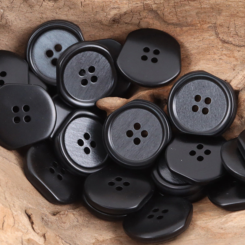 Irregular Four-Hole Resin Buttons for Winter Windbreakers 40pcs Black