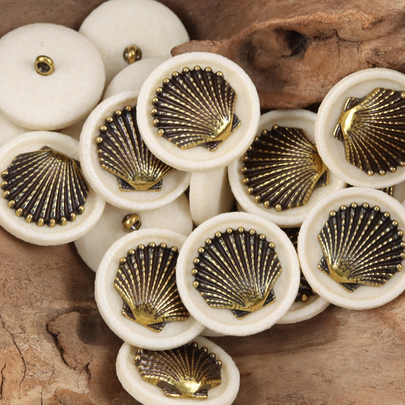 Vintage Distressed Washed Resin Shank Button 10 Pack White