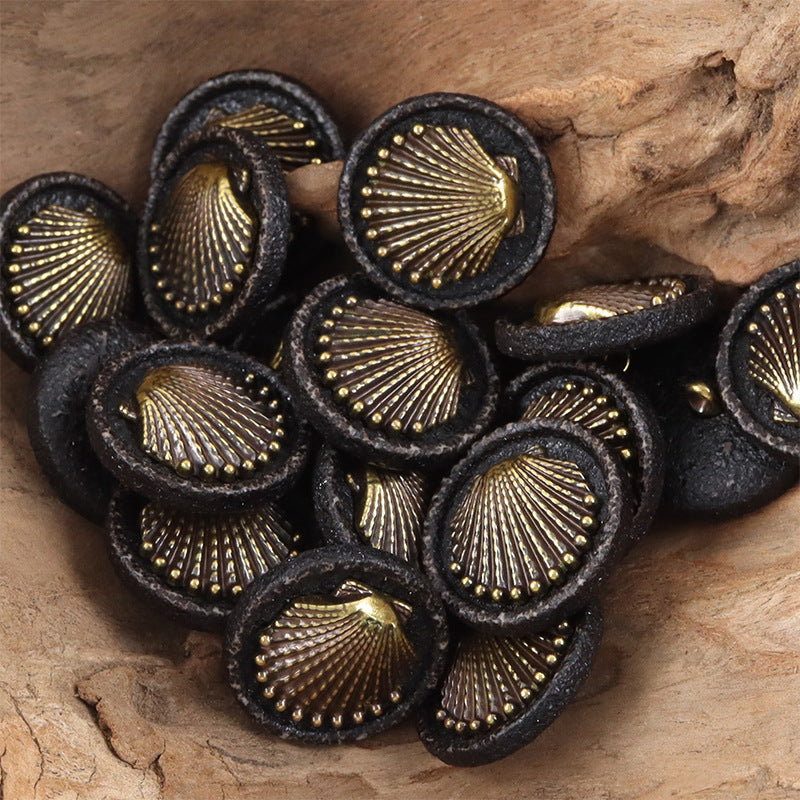 Vintage Distressed Washed Resin Shank Button 10 Pack Black