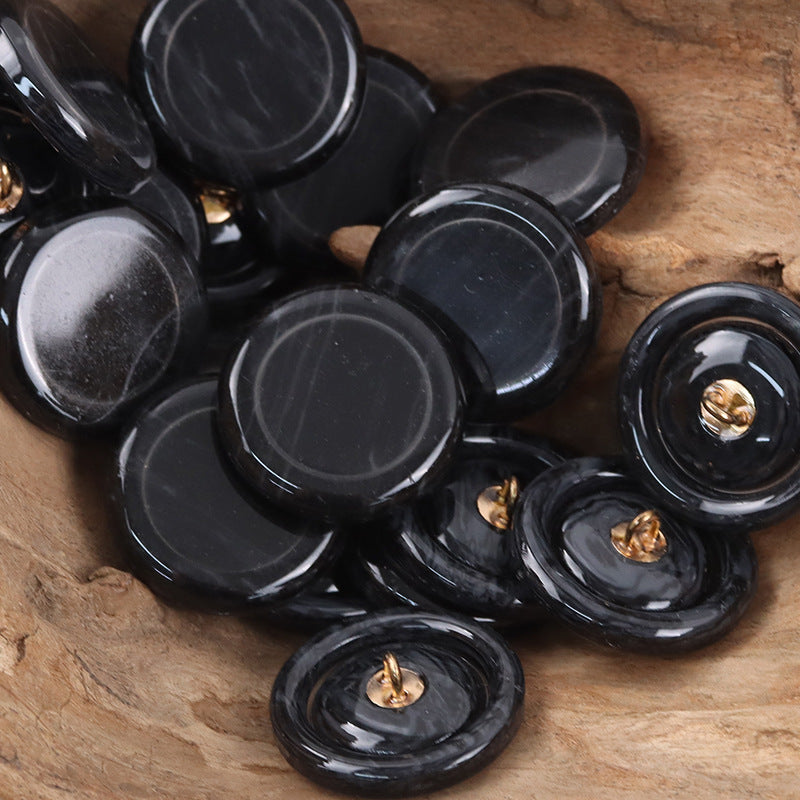 Resin Buttons with Metal Shanks for Sweater Cardigans and Coats - 20pcs Black