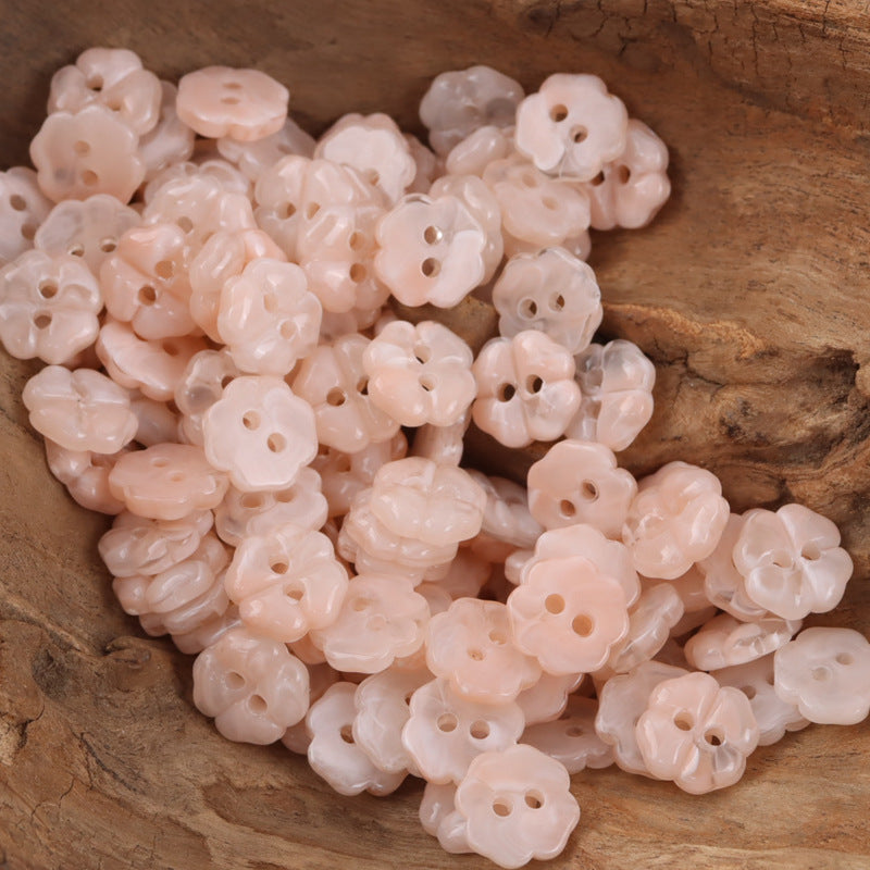 11mm Lovely Little Cherry Blossom Resin Buttons for Children 50pcs Pink