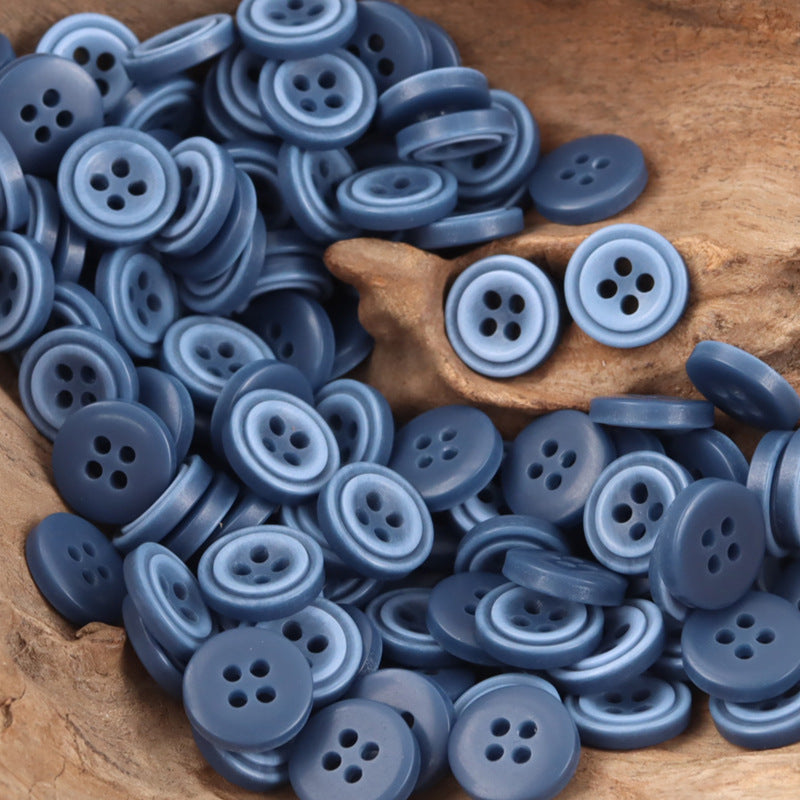 11.5mm Gradient Blue White Round Decorative Resin Buttons,100pcs Blue