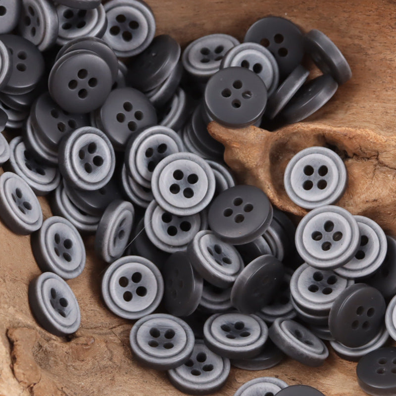 11.5mm Gradient Blue White Round Decorative Resin Buttons,100pcs Gray
