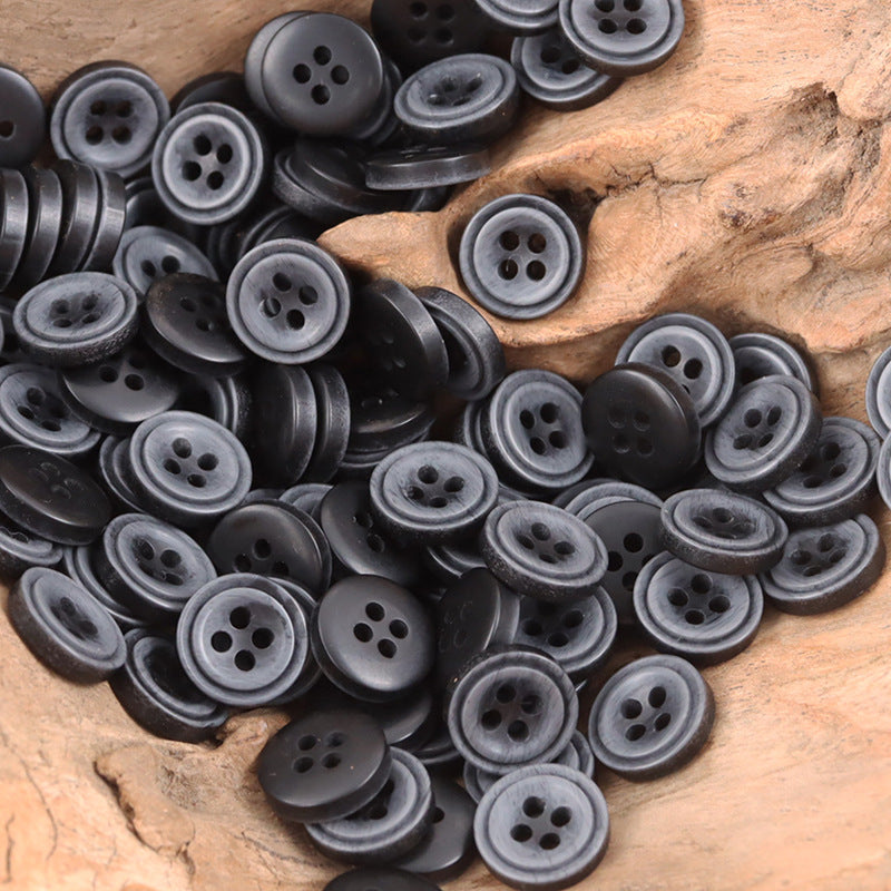 11.5mm Gradient Blue White Round Decorative Resin Buttons,100pcs Black