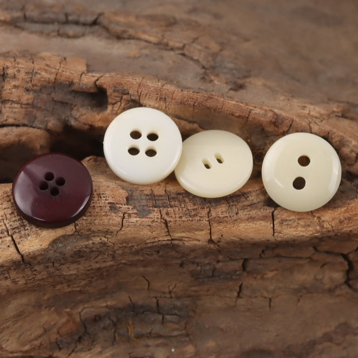 11.5mm Round Beige Burn Treated Resin Buttons,50pcs