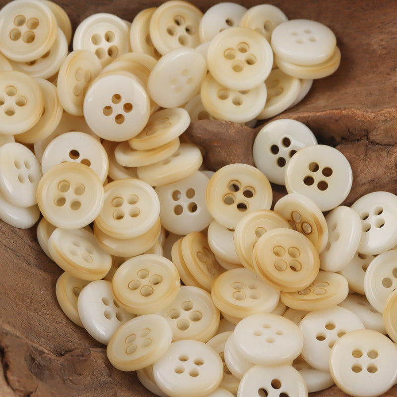 11.5mm Round Beige Burn Treated Resin Buttons,50pcs C