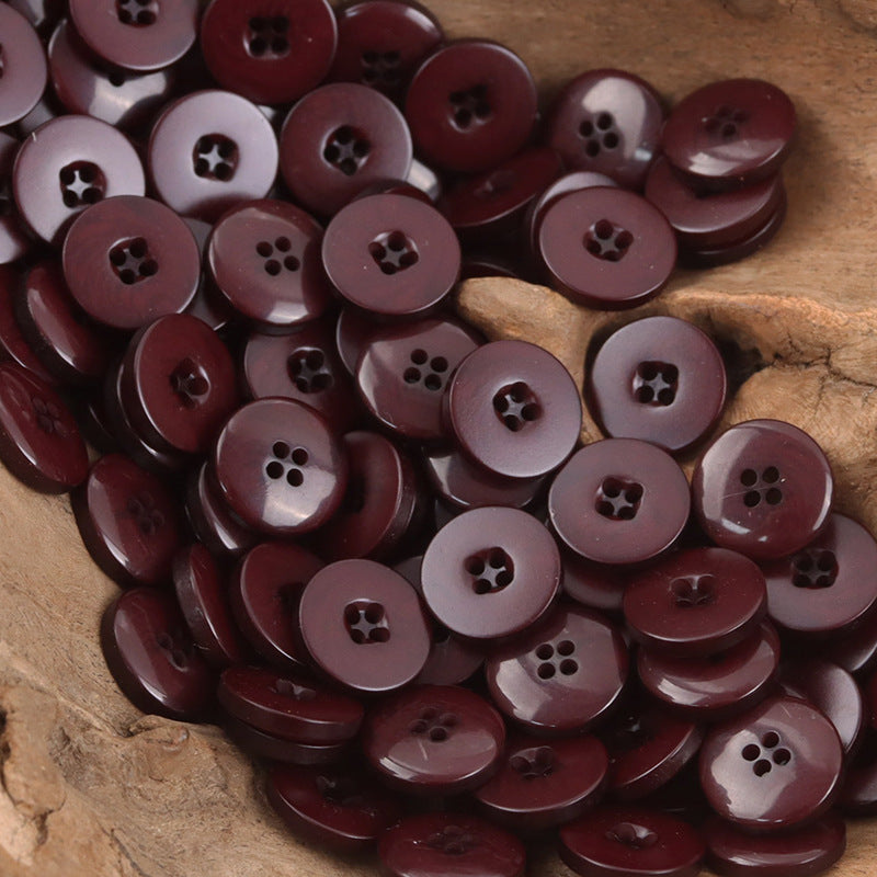 11.5mm Round Beige Burn Treated Resin Buttons,50pcs D