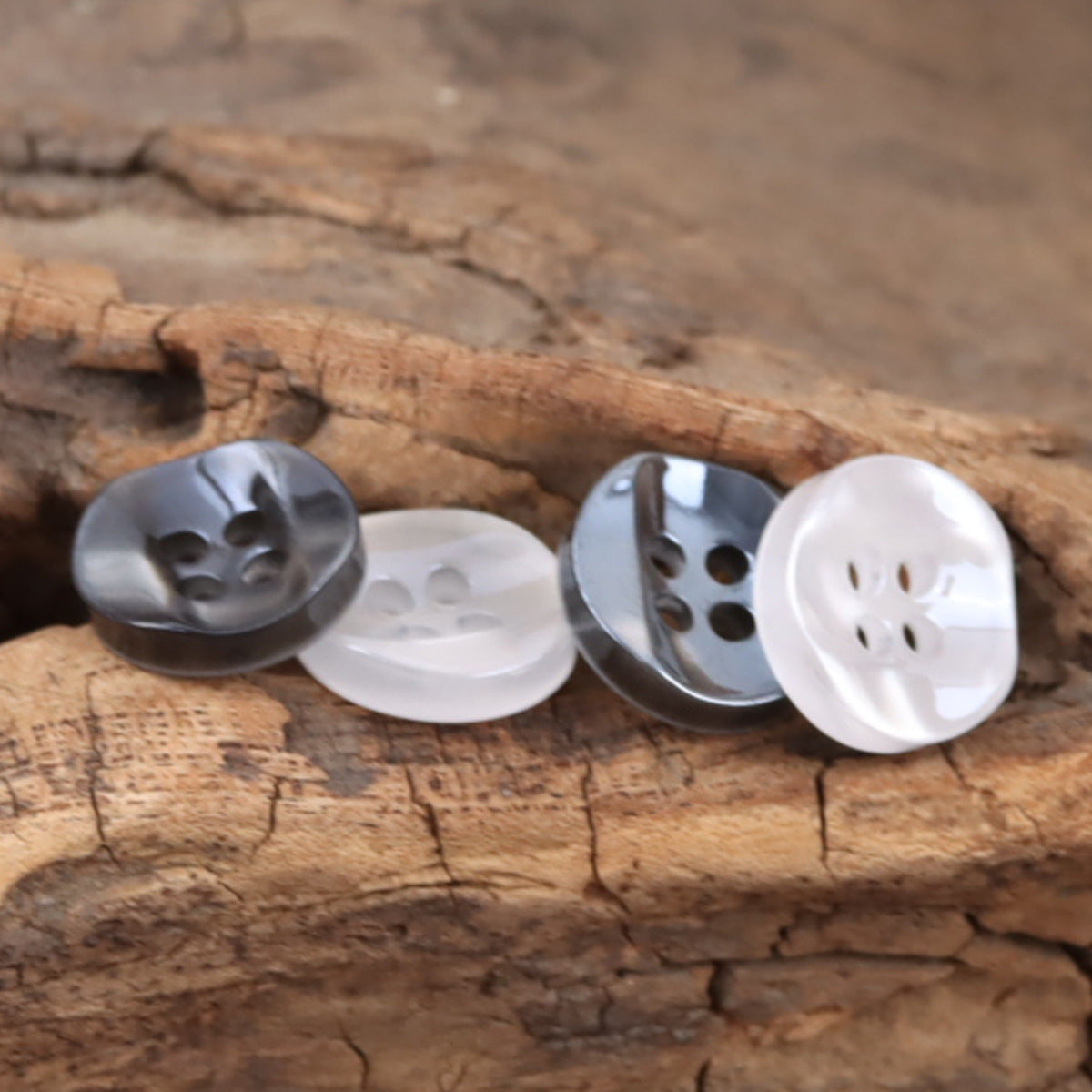 White Glitter Black Gray Curved Resin Buttons for Polo Shirts,50pcs
