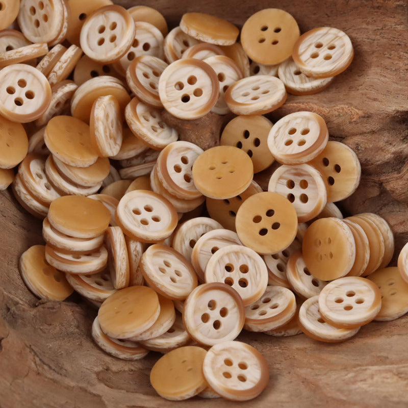 Orange-Yellow Wood Grain Resin Buttons for Children's Cardigans 50pcs Orange