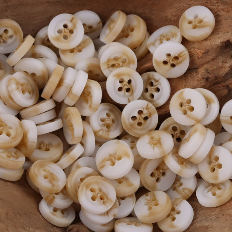 11.5MM Round 4 - Hole Black and White Resin Buttons,50pcs B