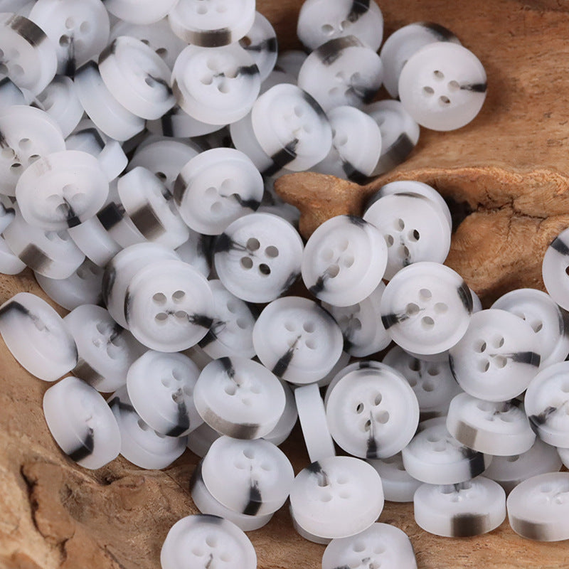11.5MM Round 4 - Hole Black and White Resin Buttons,50pcs A