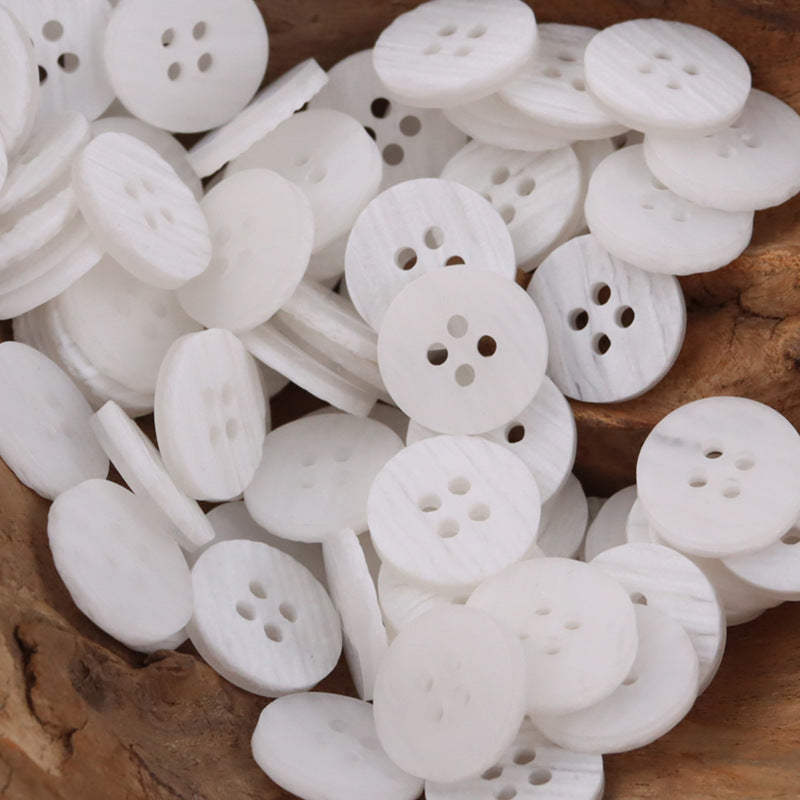 15mm Retro Round Wood Grain Resin Buttons for Coat Shirt 50pcs White