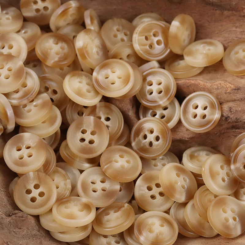 11.5MM Round Four-Hole Resin Buttons Khaki Shirt Sweater,100pcs Khaki