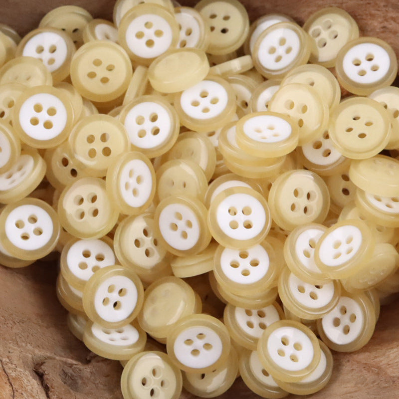 11.5MM Sky Blue Bowl-Shaped Resin Buttons for Work Shirts -50pcs Yellow