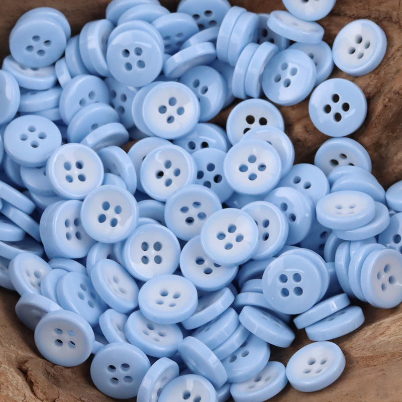11.5MM Sky Blue Bowl-Shaped Resin Buttons for Work Shirts -50pcs Sky Blue