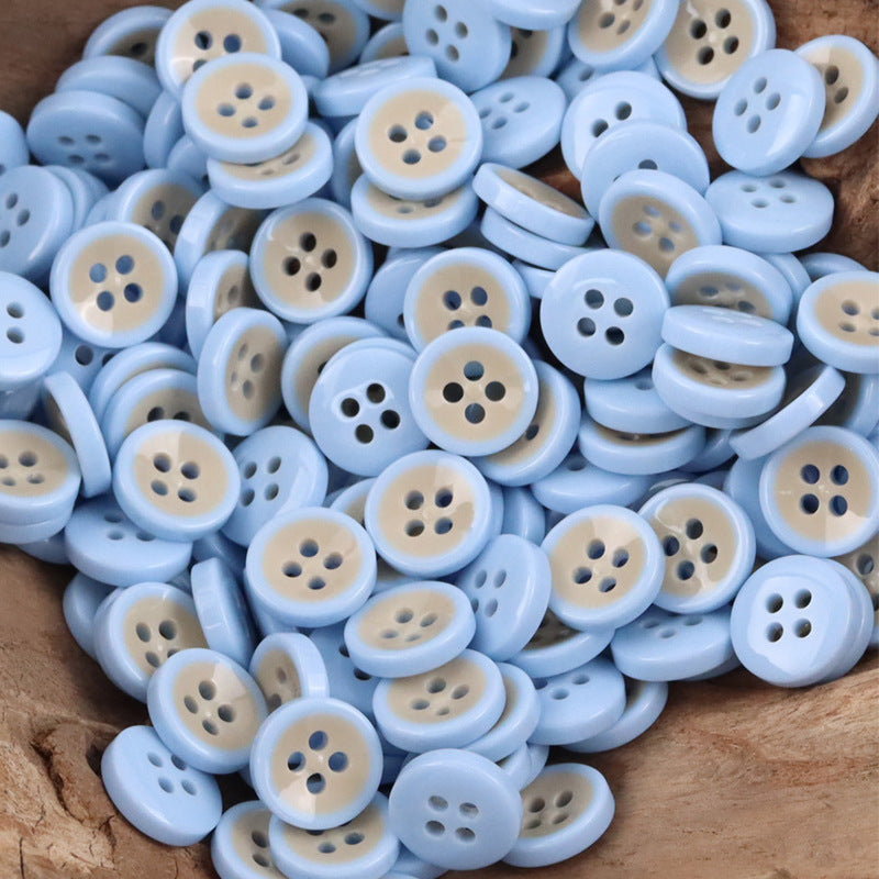 11.5MM Sky Blue Bowl-Shaped Resin Buttons for Work Shirts -50pcs Light Blue