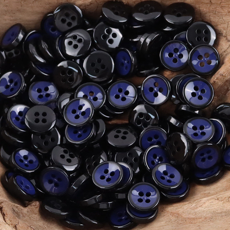 11.5MM Sky Blue Bowl-Shaped Resin Buttons for Work Shirts -50pcs Deep Blue