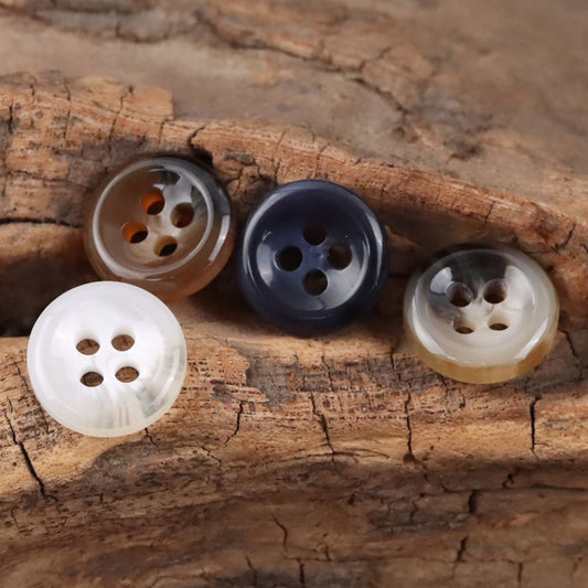 11.5mm Simple Round White Four Hole Resin Shirt Buttons,100pcs