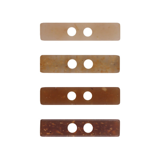 2 Hole Long Strip Wood Chip Patterned Resin Buttons 10pcs