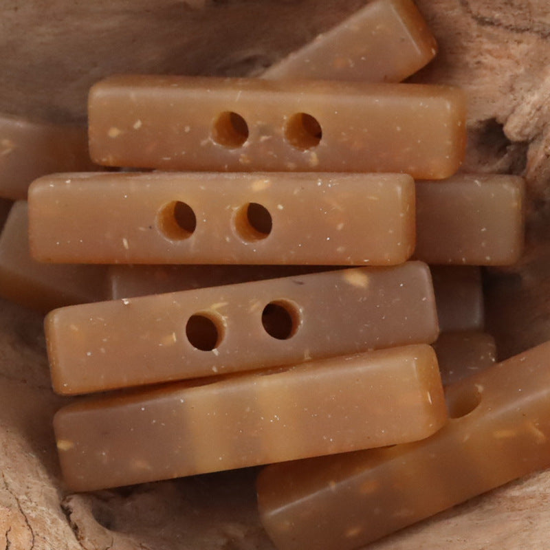 2 Hole Long Strip Wood Chip Patterned Resin Buttons 10pcs Coffee