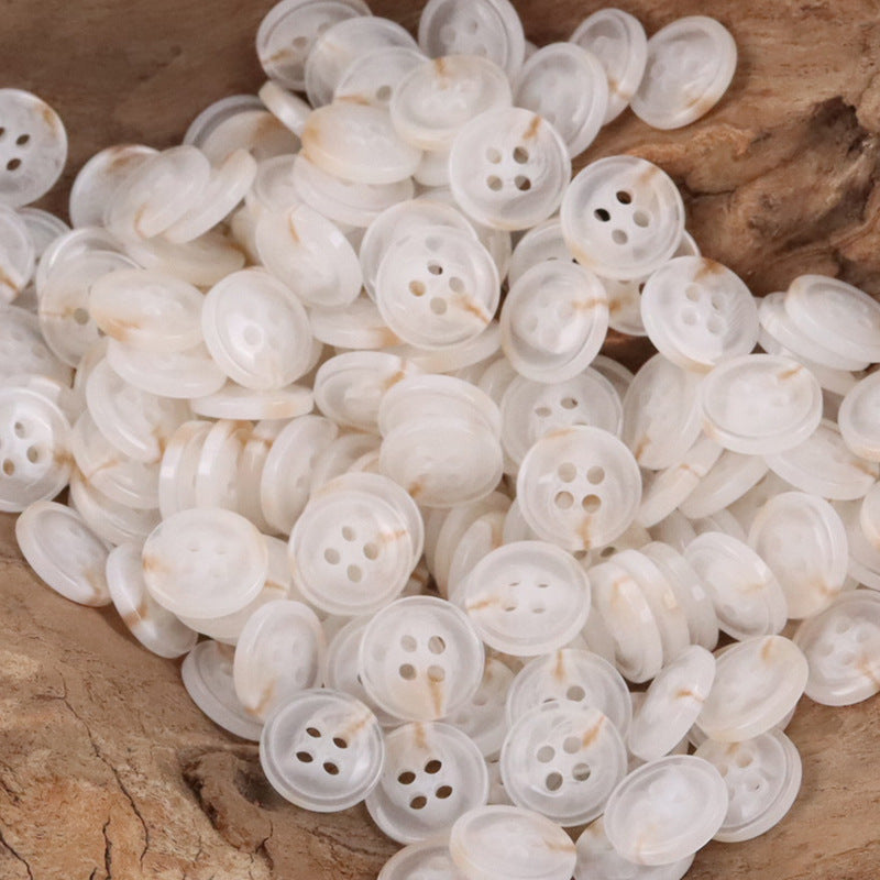 11.5mm Semi-Transparent Blue Resin Buttons for Spring-Summer Shirts,50pcs Beige