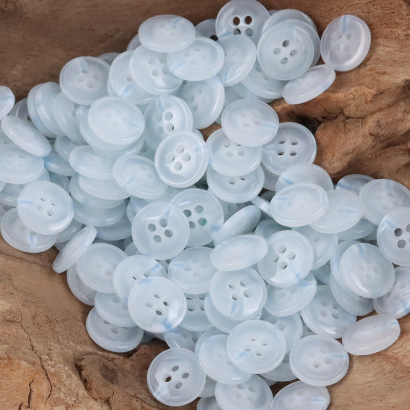 11.5mm Semi-Transparent Blue Resin Buttons for Spring-Summer Shirts,50pcs Light Blue